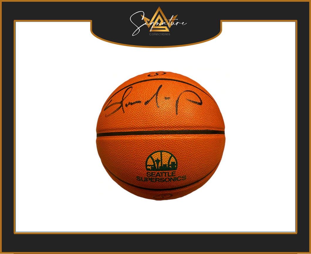 Shawn Kemp Signed Seattle Supersonics Logo Game Replica Basketball - Schwartz COA - A387272